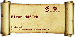 Biros Márk névjegykártya